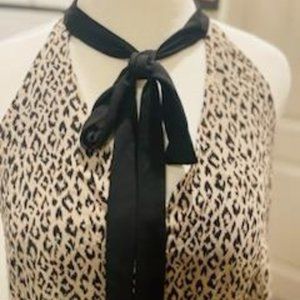 Cheetah Print Sleeveless V Neck Blouse